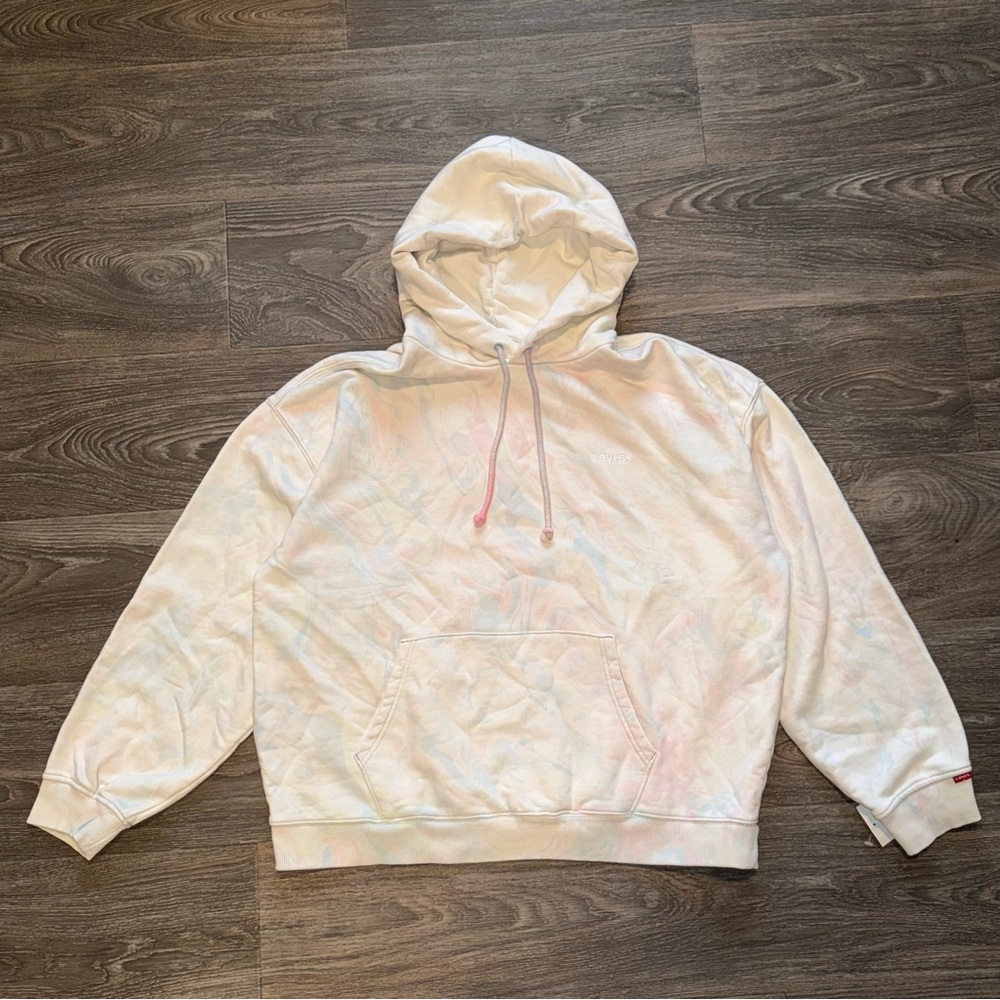 *NWT* levi’s 100% cotton marbled tie-dye oversized drawstring pullover hoodie